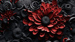 © Absent Satu - Flowers black and red colour. Set in a pattern of cut paper