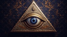 All-Seeing Eye Of God In Triangle Ancient. Generative AI