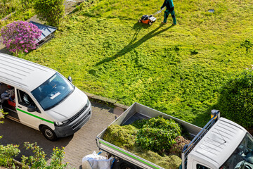 municipal professional house landscape lawn gardening mowing maintenace and service. city grass yard