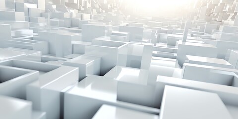 Poster - White blocks wallpaper, illustration for product presentation template, copy space dark background. Ai generative