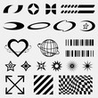 © Euangfa - Retro futuristic elements for design , Y2K and street wear graphic elements for posters and streetwear fashion design vector set