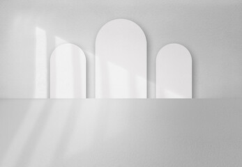 Poster - Abstract white empty room interior booth scene with light and shadow,3D rendering