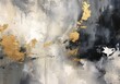 © Natalia - Abstract painting in black and silver with gold accents, modern decoration, generative ai