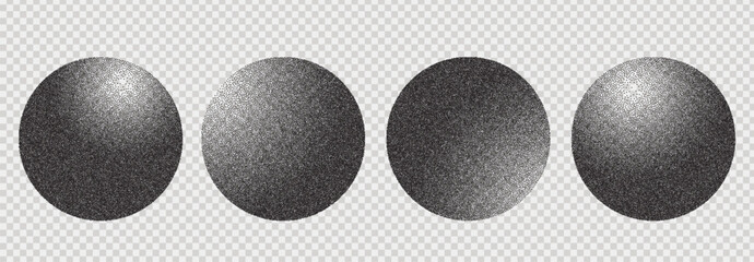 Poster - Noisy 3d orbs with dots. On a transparent background. Retro grain texture. Vector grunge png