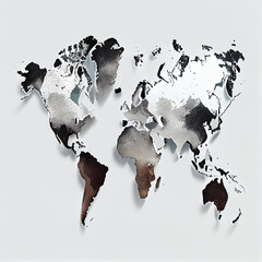 World map clip art white background Ai generated image