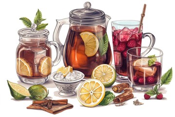 Poster - sweet tea isolated on white background. Generated by AI