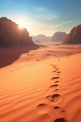  Wadi Rum Reserve Jordan on a sunny day. Generative AI