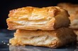 close-up of flaky puff pastry turnover, showing the layers and flakiness, created with generative ai