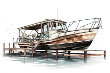 Poster - boat isolated on white background. Generated by AI.