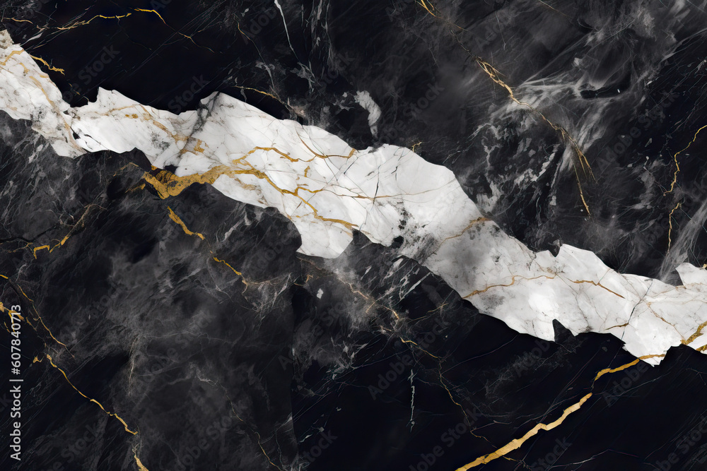 Generative AI illustration of black and white marble texture background ...