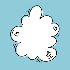 Poster - Hand drawn speech bubble. Shape for quotes on blue background. Vector cartoon style object.