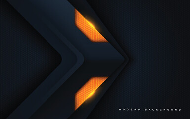 Poster - Black modern dimension background with orange lamp light decoration