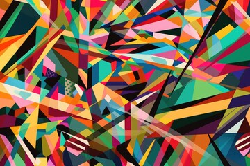 Canvas Print - a chaotic tessellation of stripes, shapes and colors, created with generative ai