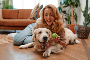 Sticker - Couple with dog at home