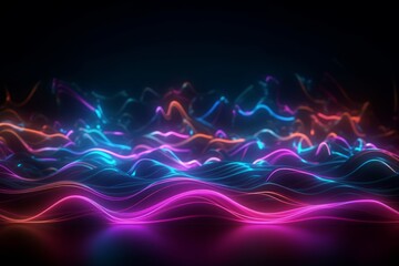 Abstract glowing wave background, 3d render, generative ai
