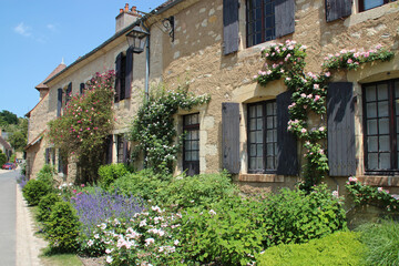 Sticker - old stone house in a village in apremont-sur-allier in france 