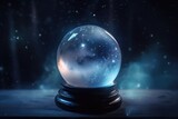 Fototapeta  - magical crystal ball, with swirling mist and twinkling stars, against starry night sky, created with generative ai