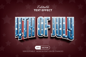 Fototapete - 4th of july text effect style. Editable text effect.