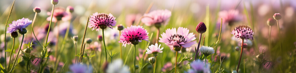 Wall Mural - colorful field of wildflowers, ai generated