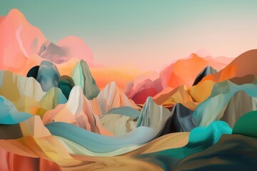 Wall Mural - abstract and surreal landscape with mix of pastel and vibrant colors, created with generative ai