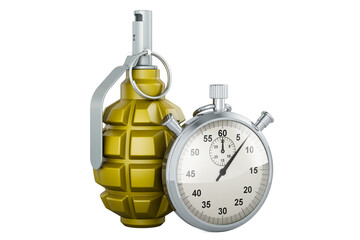 Poster - hand grenade with stopwatch, 3d rendering