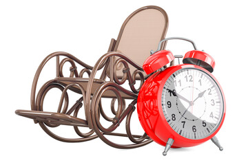 Poster - rocking chair with alarm clock, 3d rendering