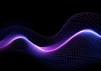 purple lines as waves on a black background. Generative AI