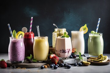 Wall Mural - summer drinks of all kinds -- from smoothies to milkshakes and more, created with generative ai