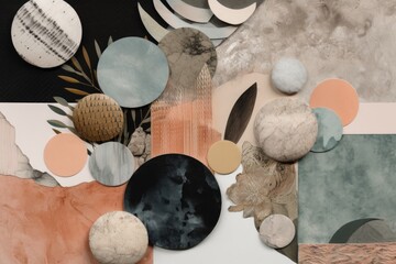 Wall Mural - a collage with a mix of textures, shapes, and colors, created with generative ai