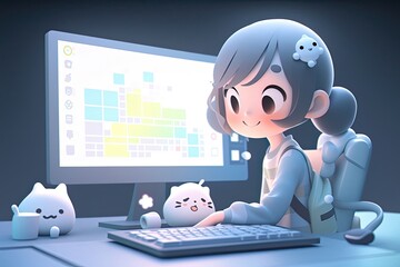 Asian Woman Web Developer Backdrop Setting Very Attractive Design Generative AI