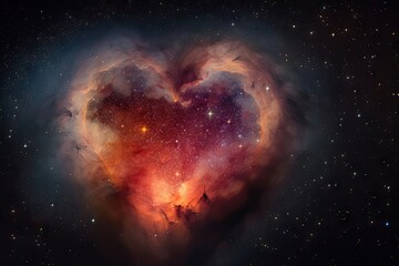 Wall Mural - heart-shaped nebula with stars shining in the background, created with generative ai