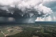 © altitudevisual - aerial view of tornado with storm clouds spinning overhead, created with generative ai