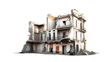 Earthquake Ruined Building Construction Of City Isolated On Transparent Background . Made With Generative Ai.