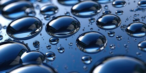 water drops are seen in a blue glass Generative AI