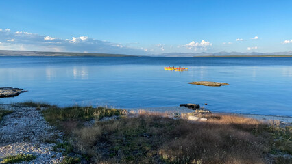 Naklejka na meble Kayaking Yellowstone Lake in West Thumb Geyser Basin in Yellowstone National Park
