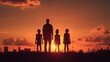 © Sascha - Embracing the Sunset: Joyful Family Silhouette. Generative AI