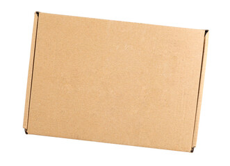 Brown cardboard box, transparent background