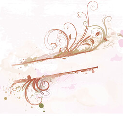 Sticker - Vector illustration of  Grunge styled Floral Decorative banner