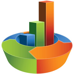 Wall Mural - 3d arrows circling a business chart.