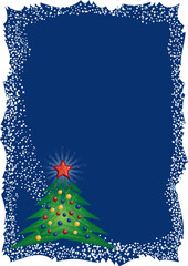 Wall Mural - Icy Christmas tree frame on blue background