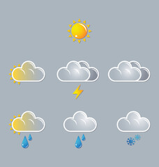 Wall Mural - weather vector icons, moon, sun, cloud