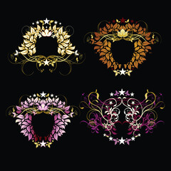 Sticker - ornate set, this illustration may be usefull as designer work.