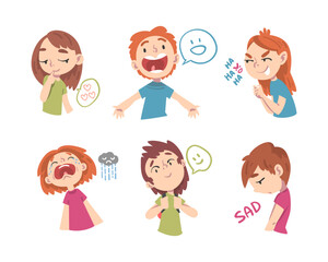 Poster - Little Children with Face Expression and Emotion Vector Set