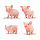 Fototapeta  - Whimsical pig illustrations in vector format, adding character to any project.