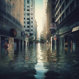 Fototapeta Londyn - Flooded city. Generative AI.
