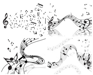 Poster - Vector musical notes staff background for design use