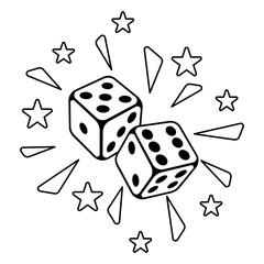 Wall Mural - Playing dice illustration. Game craps image. Casino and betting background.