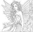 Beautiful forest fairy for coloring page for adult