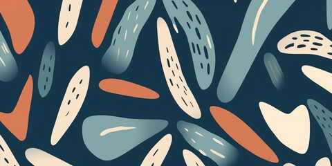 Abstract simple organic shapes pattern. Collage contemporary print. Fashionable template for design. Modern ethnic style, Generative AI