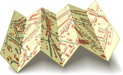 Poster - Editable vector illustrated folding map of housing in a generic town without names